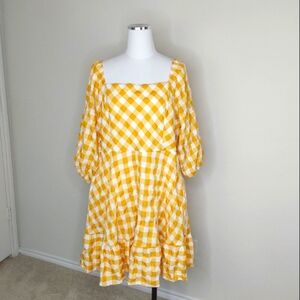 Perfectly Priscilla Yellow and White Checkered Dress